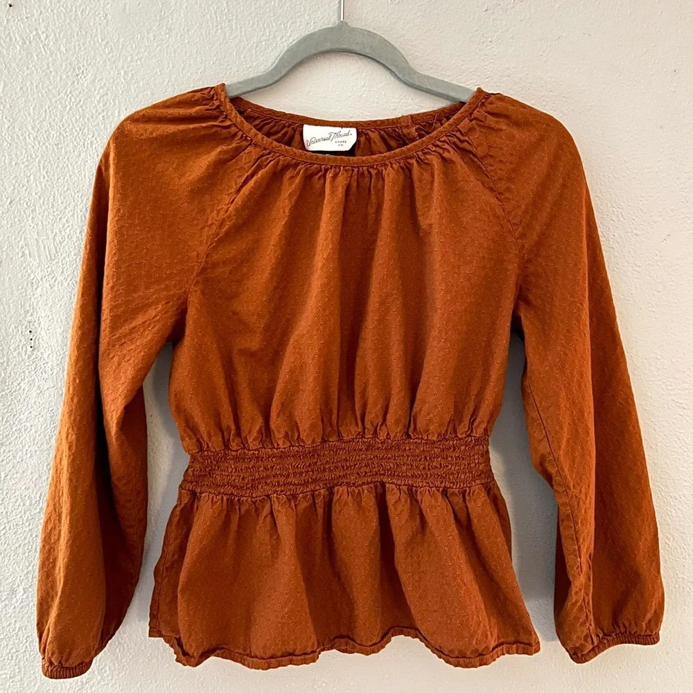 Burnt Orange/Rust Quarter Sleeve Top - Picture 1 of 3